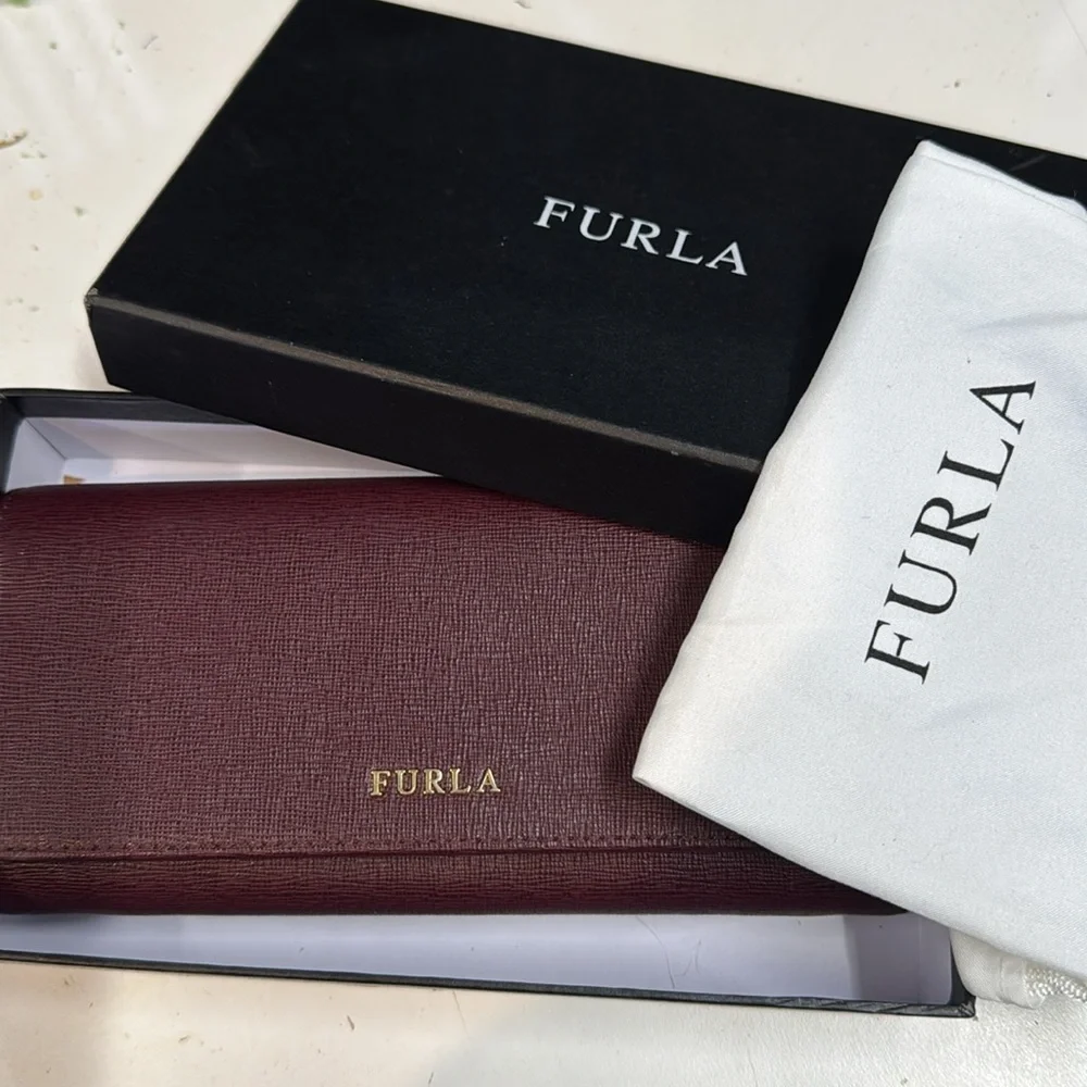 Furla maroon saffiano leather Wallet - Picture 3 of 5